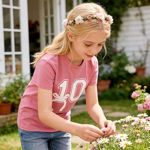 Image of Girl Birthday Shirt 10th Birthday T-Shirt Bow 10 Year Old Bday Short Sleeve Tee Top Tenth Party Outfit