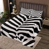 Homemissing Zebra Drucken Bettüberwurf Western Farm Tierhaut Tagesdecke 170x210cm für Jungen Mädchen Safari Wohndecke Bauernhaus Schlafzimmer Dekor 2Stück