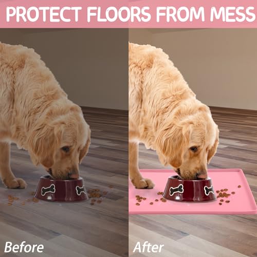 image for MateeyLife Silicone Cat & Dog Food Mat for Floors Waterproof, Anti-Sli