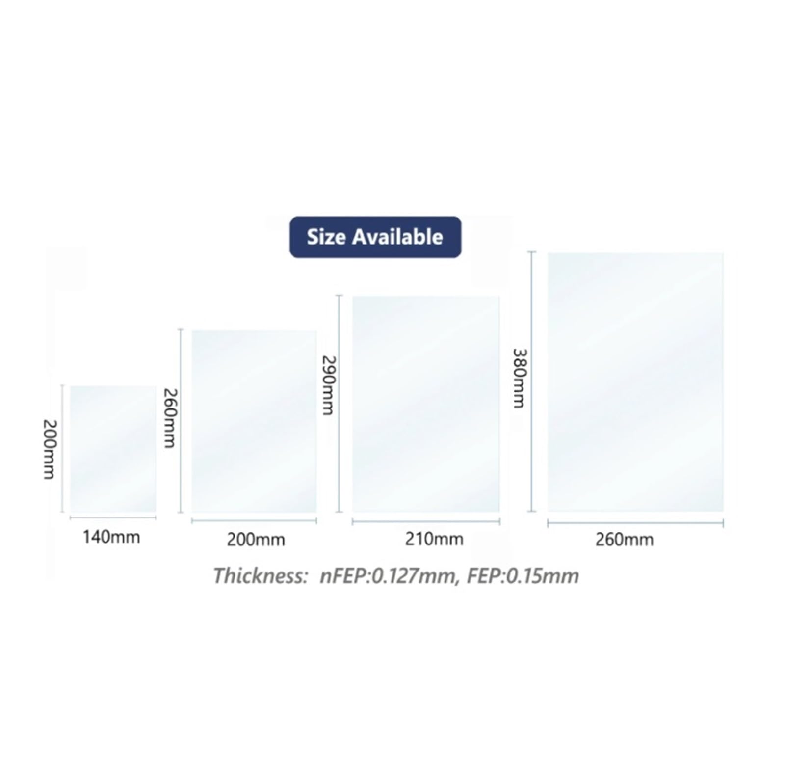 Pellicola NFEP for 4 3 2 S 4K Ultra 12K 5 4 3 2 Pro DLP Max 6K 9K Pellicola di rivestimento di rilascio FEP for serbatoio di resina(FEP Film,260x200mm 5PCS)