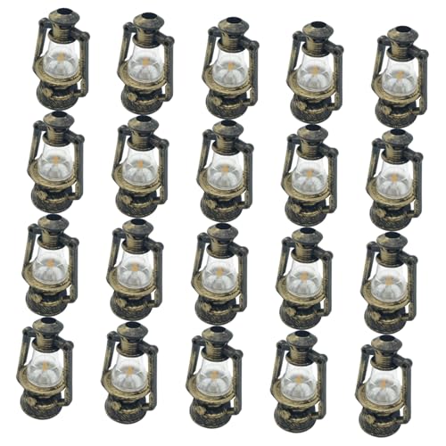 CHILDWEET 20個ミニチュア煤油ランプ ドールハウス用レトロ油灯 精密手作り細工 耐久性あるミクロ景観用装飾品 模型撮影やクラフトに