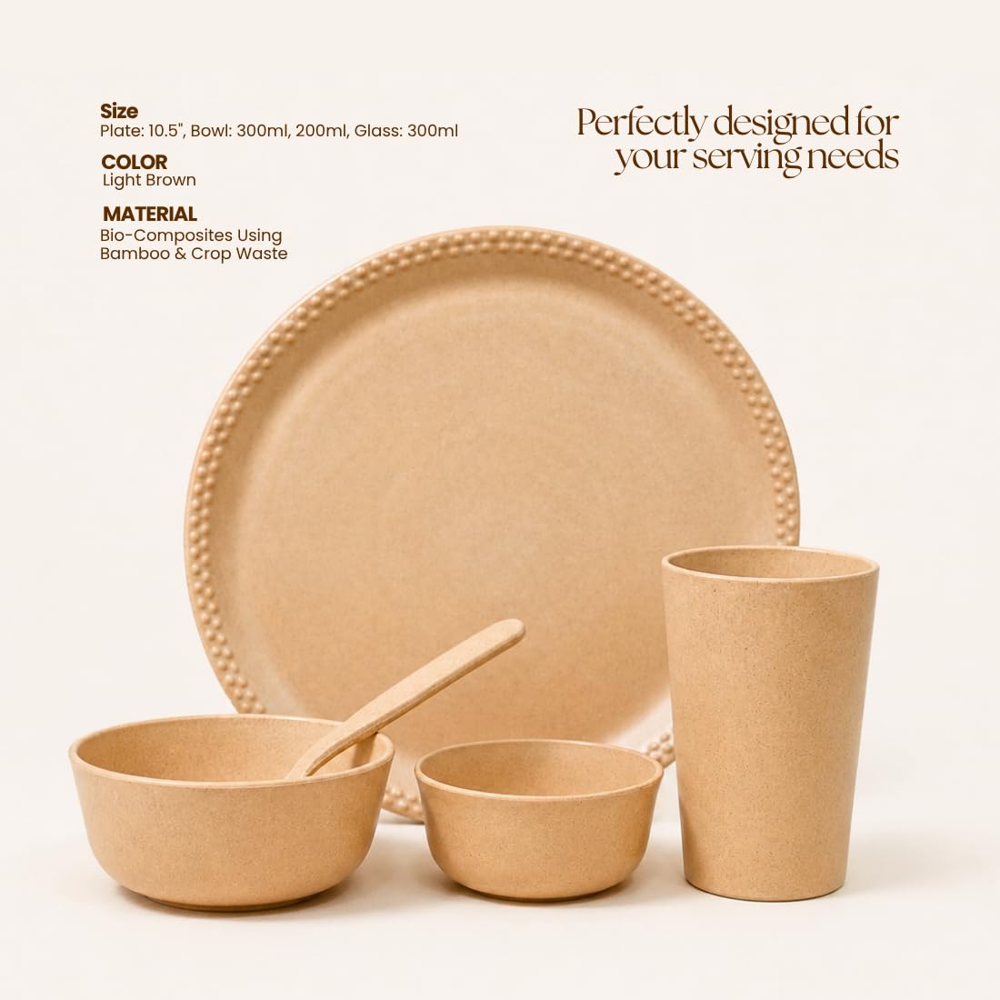 Bamboo Dinner Set - Eco-Friendly & Microwave Safe -5 Bamboo Dinner Set - Eco-Friendly & Microwave Safe -5
