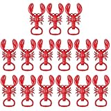 HOMSFOU 15 Pcs Red Zinc Alloy Crawfish Bottle Opener Key Chain Bottle Cap Remover