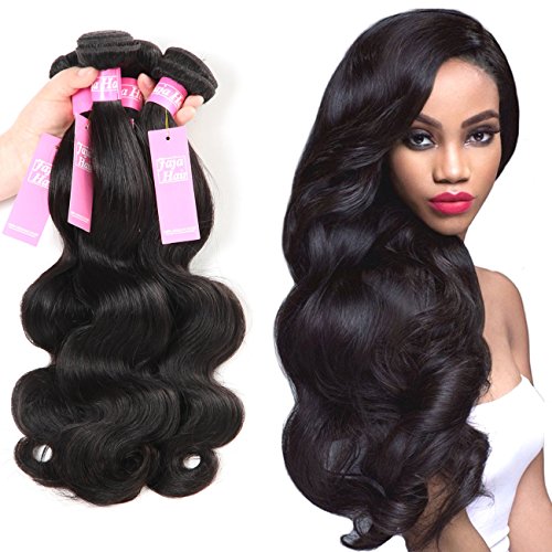 Jaja Hair 7A Peruvian Virgin Hair Body Wave Remy Human Hair Extensions 3 Bundles Deal Natural Black Color Peruvian Body Wavy Virgin Hair Weave Weft 12 12 12 Inches