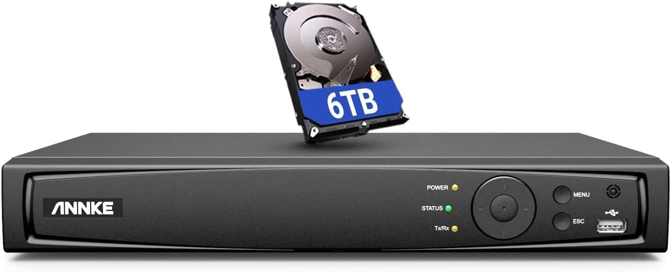ANNKE 16CH 12MP PoE NVR Überwachungssystem Rekorder, Videoüberwachung für Haus, Innen, Aussen Sicherheit. Unterstützt 12MP/4K/5MP/4MP HD IP Kameras, 24/7 Überwachungsaufnahme (6TB Festplatte)