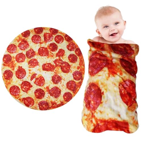 Image of Pizza Blanket Baby Gift, Baby Pizza Swaddle Blanket, Kids Newborn Baby, 285 GSM Soft Flannel Wearable Wrap Funny for Boy Girl Daughter Son