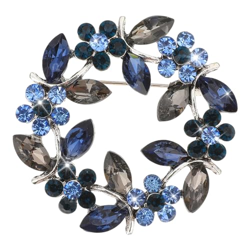 Damen KristallBrosche Girlande Strass Brosche Elegante Anstecknadel für Mantel und Kleid (Blau)