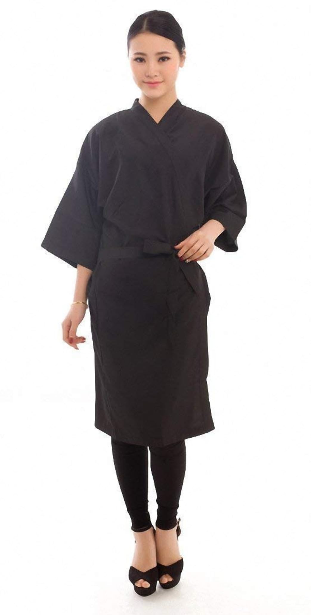 PERFEHAIR Salon Kundenkleid, Fiseurumhang im Kimono Stil (Farbe: Schwarz)