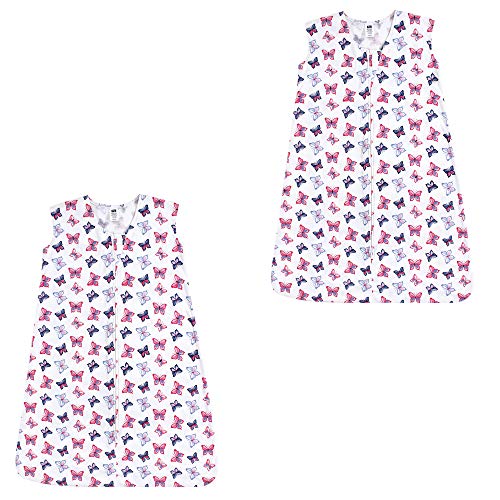 Hudson Baby Unisex Baby Cotton Sleeveless Wearable Sleeping Bag, Butterflies 2-pack, 6-12 Months US