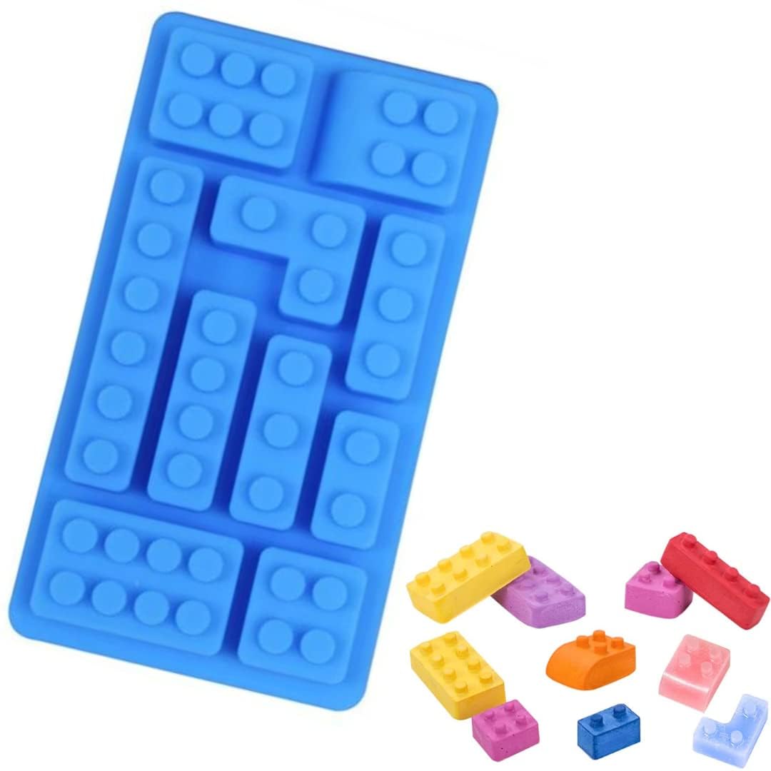 Block Lego Silicone Mould for Baking Building Brick Chocolate Candy Bar Ice Cube Tray Muffin Jelly Gumdrop Gummy Fondant Toy Theme Cake Decoration Cupcake Topper Clay Crayon Mold (2)