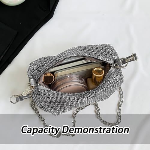 Damen Clutch Glitzer Tasche Strasssteine Clutches Abendtasche Handtasche Umhängetasche mit Abnehmbarer Kette für Party Hochzeit Bankett Feiertage – Bild 5