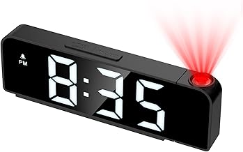 Newest Projection Alarm Clock for Bedroom, 7.9" Large Screen, 3-Level Dimmer, Date Display, Temperature Display, Ceiling Digital Alarm Clock with 180° Projector for Children, Elders, Senior