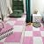 HoKiis 16 Pieces Carpet Tiles,Jigsaw Puzzle Play Mat,Plush Floor Tiles Rugs,Interlocking Foam Mats,Soft Plush Yoga Mat,11.8x11.8 Inch(Size:0.39 Inch,Color:Pink+White)
