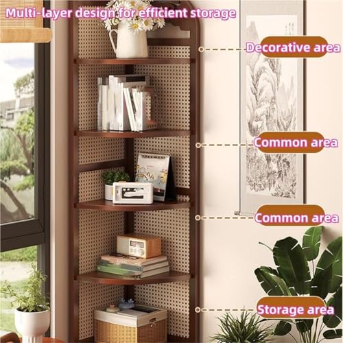 Estantería esquinera de madera maciza con acabado vintage elegante 4