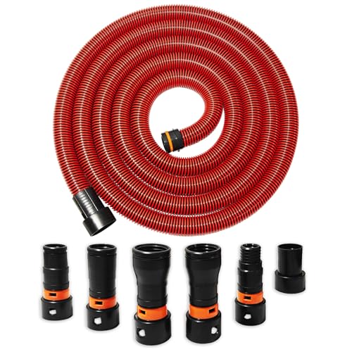 10FT Shop Vac Hose, Dust Collection Hose Kit for Home&Shop Vacuums System with 6 Adapters for Woodworking Power Tool & Sander, Compatible with festool/dewalt/bosch/ryobi/makita, etc Most Multi-Brands