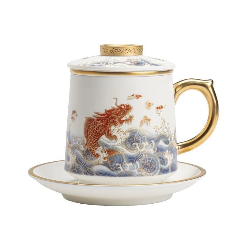 Tasse à thé Tasse à thé en céramique avec Couvercle, Filtre, Tasse de séparation d'eau de thé, Tasse à thé de Bureau, Tasse d'accueil for la Maison Tasses à thé réutilisables