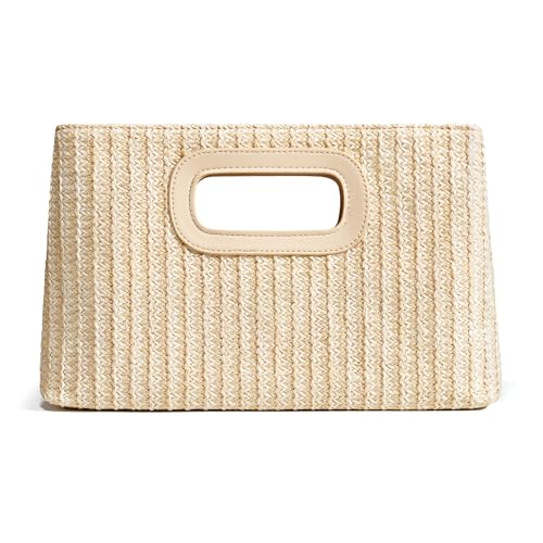 CHUNLI Chic Straw Clutch Purses for Women with Top Handle Summer Bag, Ideal Vacation Handbags and Woven Boho Beach Bags