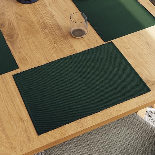 Encasa XO Dining Placemat Set of 6, Dark Green, 48x32 cm (Set of 6)