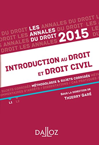 Télécharger Annales Introduction au droit et droit civil 2015 Livre PDF Gratuit