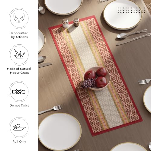 Image of Encasa XO Dining Table Runner 4 Seater, Handcrafted Madurkathi River Grass