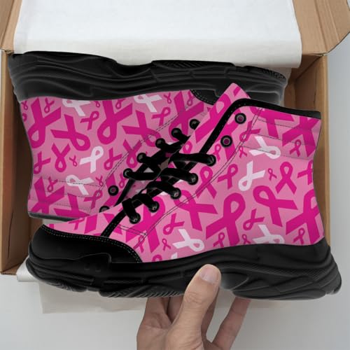 Breast Cancer Shoes for Women Men Lace-up High Top Canvas Sneakers Gifts for Her Him2