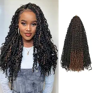 20 Inches 8 Packs crochet twists pre looped,Mixed Colors Combo Pack(6 packs 1B+ 2 pack T1B/30),Passion Twist Crochet Hair-Super Long Pre-twisted Pre Looped Hair Extensions(20"-8 Packs,1B+T30)