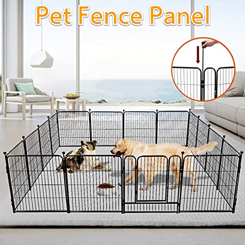 Dog Fence 16 Panels 32" H Pet Playpen Metal Outdoor Portable Camping RV Dog Fences Runs Cage Foldable Exercise Pens Fencing with Two Doors Indoor Temporary Fence for Dogs, Puppy, Garden - Image 3