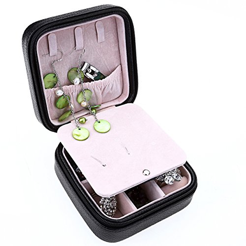 Cozycabin Travel Jewelry Box, Eiffel Tower Pattern Pu Leather Double Layer Travel Jewelry Organizer With Mirror Mini Jewelry Case For Ring Bracelet Earring Necklace Valentine’s Day Gift #TOP2