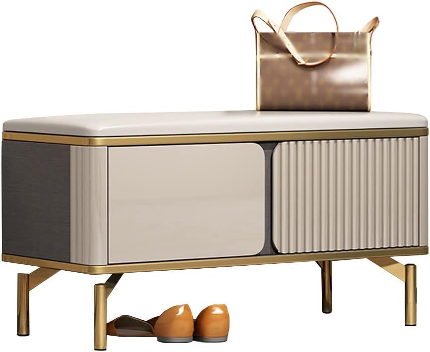 Banco Zapatero Entrada Recibidor, Multifuncional Mueble Zapatero, 2 Estantes Armario Zapateros con Asientos Acolchado para Pasillo Dormitorio Salón Cocina,100x35x46cm