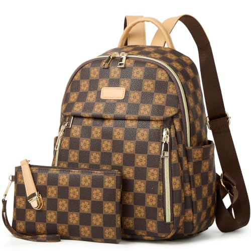 Image of Backpacks for Women Fashion PU Leather Bag Multipurpose Design Convertible Satchel Bag Travel Backpack Handbag and Purse 2Pcs