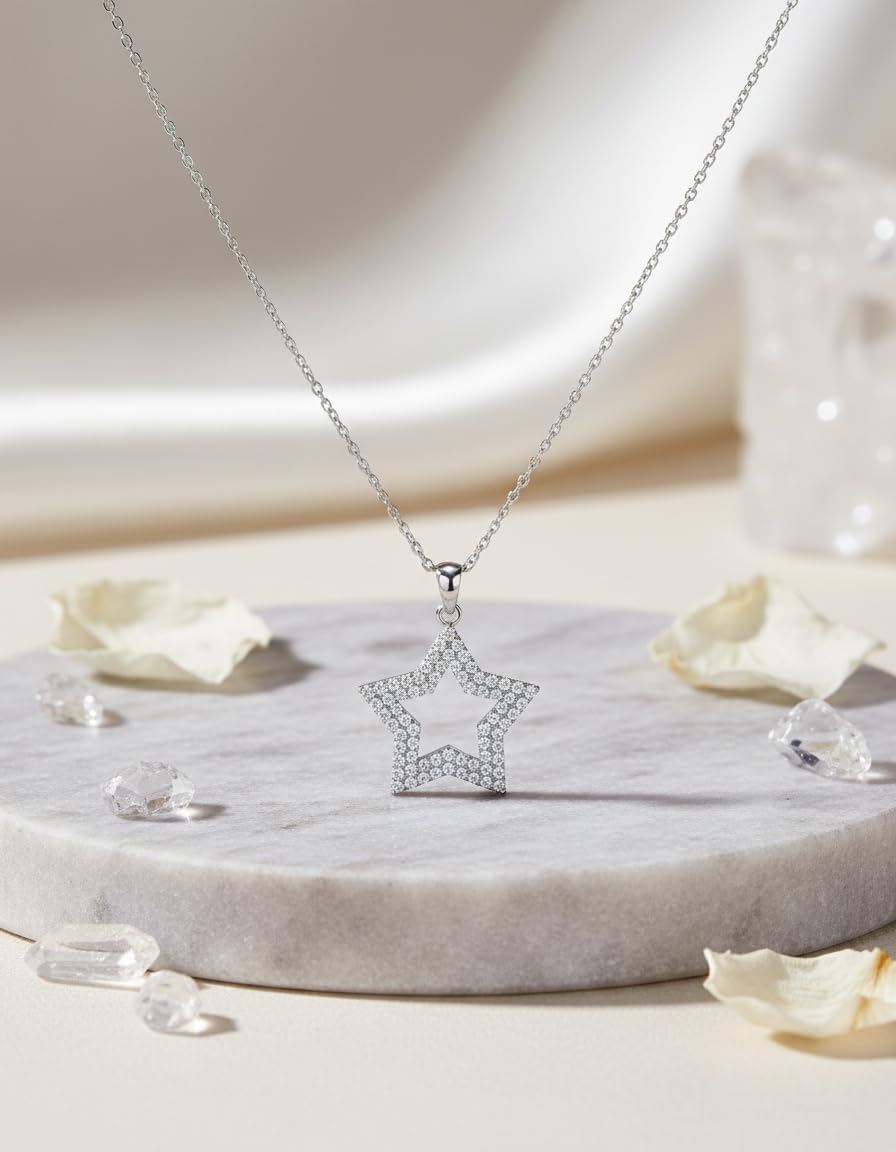 Star Pendant Necklace, Star Necklace, Celestial Pendant, 925 Silver Jewelry, Handmade Jewelry, Celestial Jewelry, Celestial Necklace, Silver Star Necklace, Star Jewelry, Gift for All - Image 3