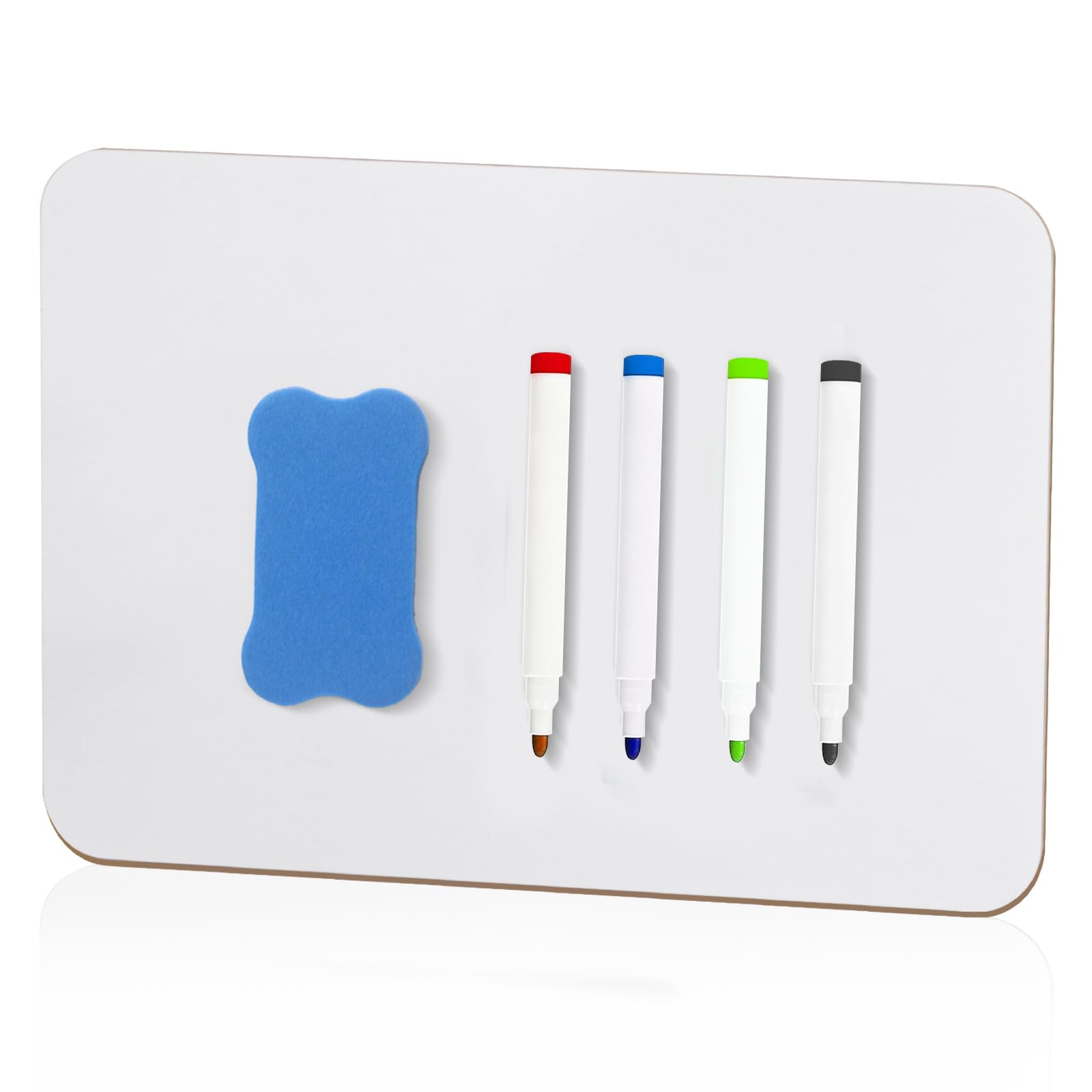 LOPYXBR 10 stuks whiteboard, klein, 21 x 29,7 cm, mini-whiteboard, A4, draagbaar, dubbelzijdig A4-wit bord met 10 gummetjes voor klaslokaal, thuis, kantoor