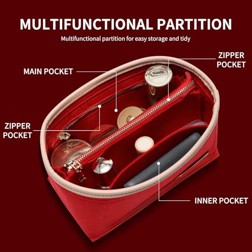 Image of Doxo Felt Purse Organizer Insert for LV Speedy 20, Alma BB, Noe, Red