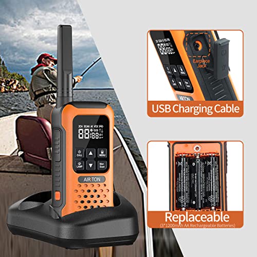 2Pack Walkie Talkies For Adults Waterproof Long Range Frs Float Walkie Talkies,Ip67 Two-Way Radio With Usb-C Charging Cable Noaa,Flashlight Sos And Headsets For Skiing Kayaking Camping (Orange) #TOP1