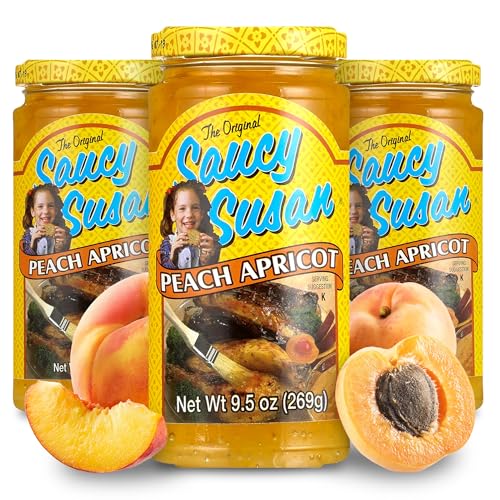 Saucy Susan Peach Apricot ORIGINAL Sauce – 3 Pack (3 × 9.5 oz Jars) – Sweet & tangy blend of apricots...