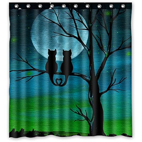 FMSHPON Couple Cute Cat Unique Design Waterproof Polyester Fabric Shower Curtain 66 x 72 Inches Cover