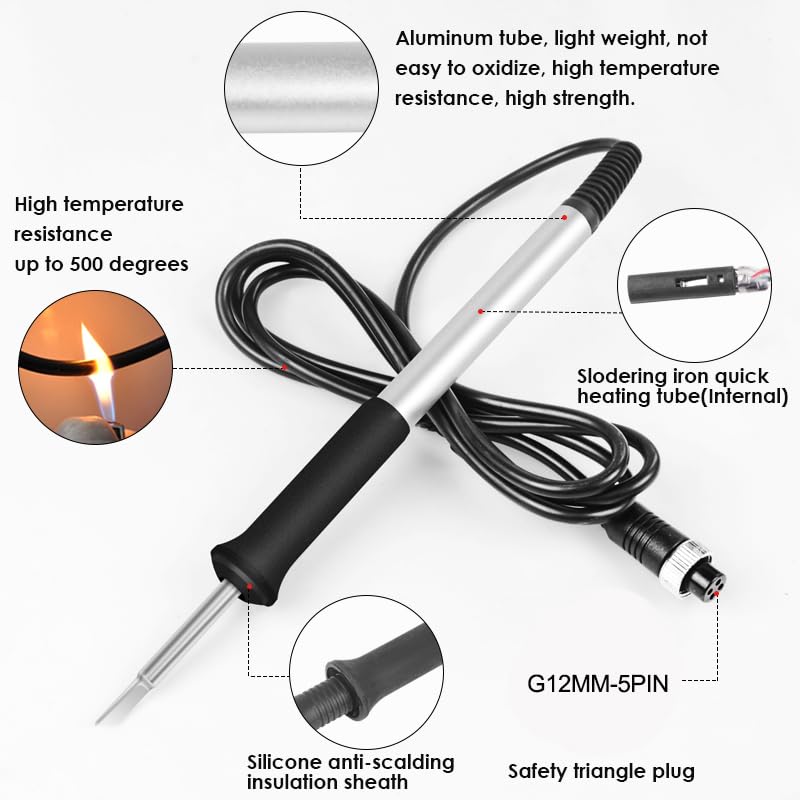 HANDSKIT Soldador por Puntos 72W Máquina de Soldadura Portátil de Mano,Pantalla LED,Mini soldadora por puntos con punta de hierro de soldadura y mango para reparaciones domésticas DIY