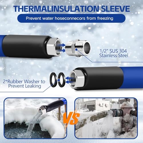 Image of 75FT 15FT 25FT 100FT Heated Water Hose for Rv,-45 ℉ Antifreeze Drinking Garden Water Hose with Energy Saving Thermostat，1 /2 inch Inner Diameter Rv Accessories，Rv Water Hose