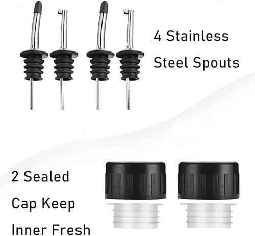 Miniatura 3 de Juego de dispensador de aceite y vinagre de vidrio para cocina, botella dispensadora de aceite de oliva de 17 onzas con boquilla de vertido, botella