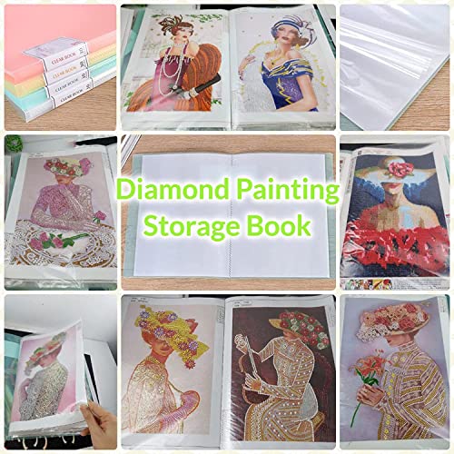 A3 30 Pages Diamond Painting Storage Book, Painting Storage Book 30 Clear Pockets Sleeve Protector Art Portfolio Book For 44*32.5*2Cm Sketches Painting Presentation (Pink) #TOP5