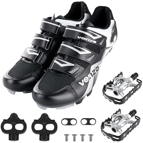 Venzo Men's Mountain Bike Bicycle Cycling Shoes with Multi-Function Clip-Less Pedal & Cleat - Compatible with Shimano SPD & Crankbrother Systems - 14.5 US Men Cover