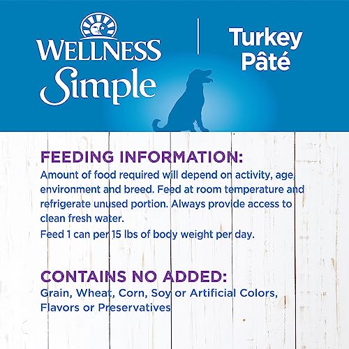Image of Wellness Simple Limited Ingredient Diet Adult Canned Wet Dog Food, Wholesome Grains, Natural, Turkey and Potato Recipe, 12.5 oz, Pack of 12 Cans