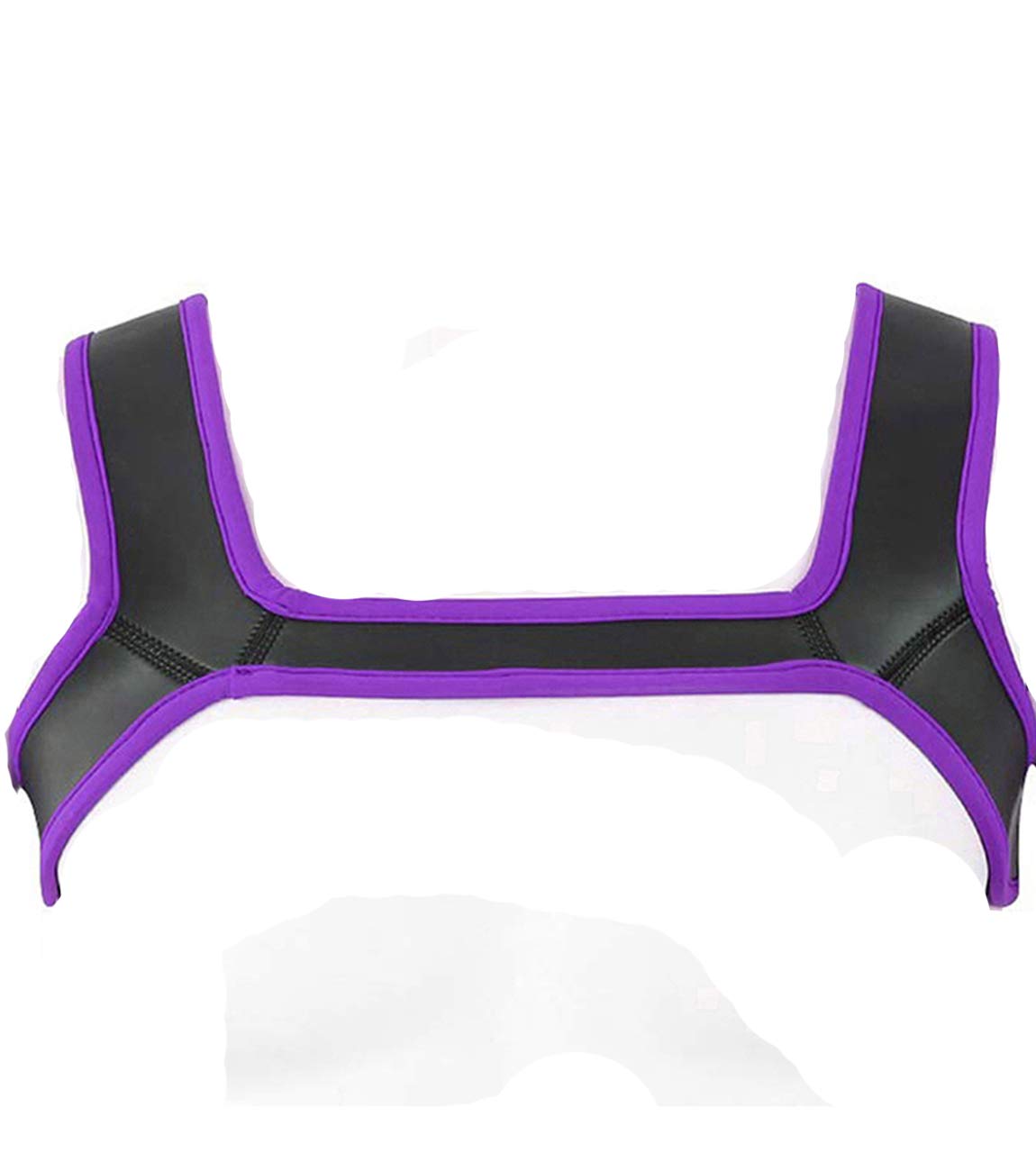 Men's Neoprene Body Chest Harness Shoulder Strap Muscles Protector Party Clubwear Costume (L, Purple)