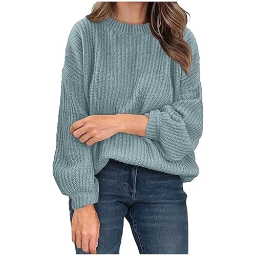 Fall Sweaters Women Plus Size Cute Lantern Sleeve Pullover Cable Knit Blouses Dressy Casual Winter Jumper Tops