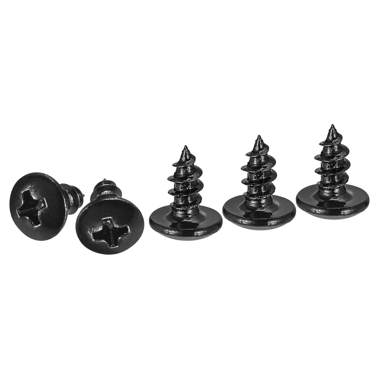 DTGN M4x8 Sheet Metal Screws - 125 Pack - for Wood Furniture - Carbon Steel Phillips Truss Head Self Tapping Tip Wood Screws - Black