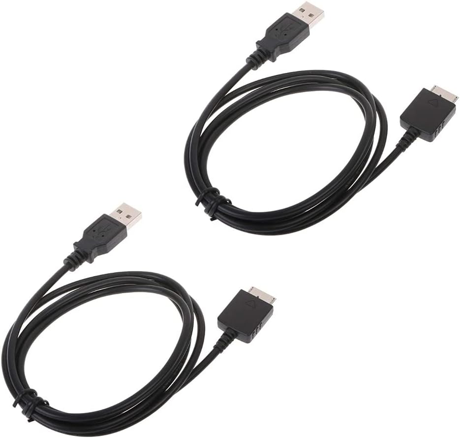 BestforYou USB Sync Data Cable for Sony Walkman NW-A55 A56 A57 A55HN A56HN A57HN NW-A25HN NW-A27HN NW-A35 NW-A45 NW-ZX300 ZX300A(Pack of 2)-Black