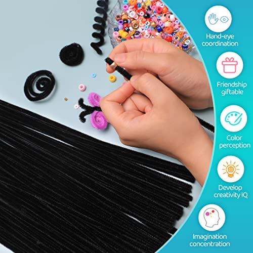 Image of Iooleem 200pcs Black Pipe Cleaners Bulk for Crafts | Chenille Stems for DIY Flower Making & Festival Decor & Party Projects, Pipe Cleaner Crafts, Art and Craft Supplies