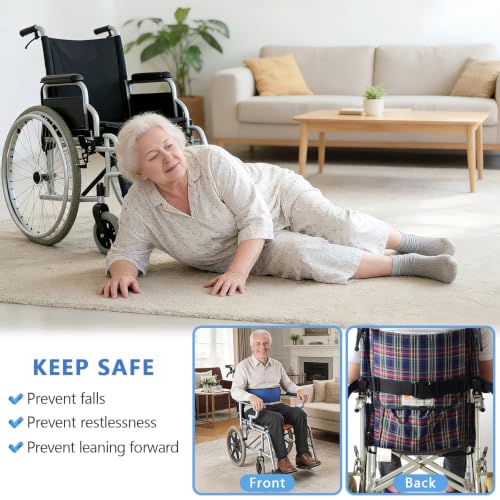 Image of Wheelchair Seatbelt,Wheelchair Harness for Adults,Safety Belt for the Elderly,Adjustable Straps for Dementia Patients Falling Out Prevention,Adults,The Elderly,Pregnant,Paralyzed(Blue)