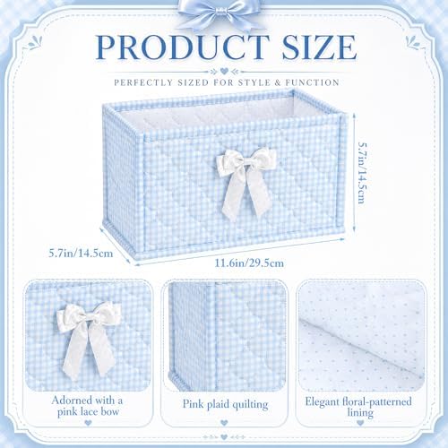 Havawish Nursery Storage Basket Small Quilted Blue Gingham — 사진 2