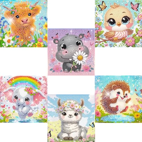 6 Pack Small Diamond Painting Kits for Kids Beginners, 5D